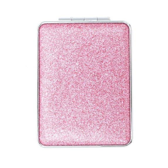 Unique Bargains 1 Pc Women Rectangular Double-sided Makeup Mirror for Travel Pink