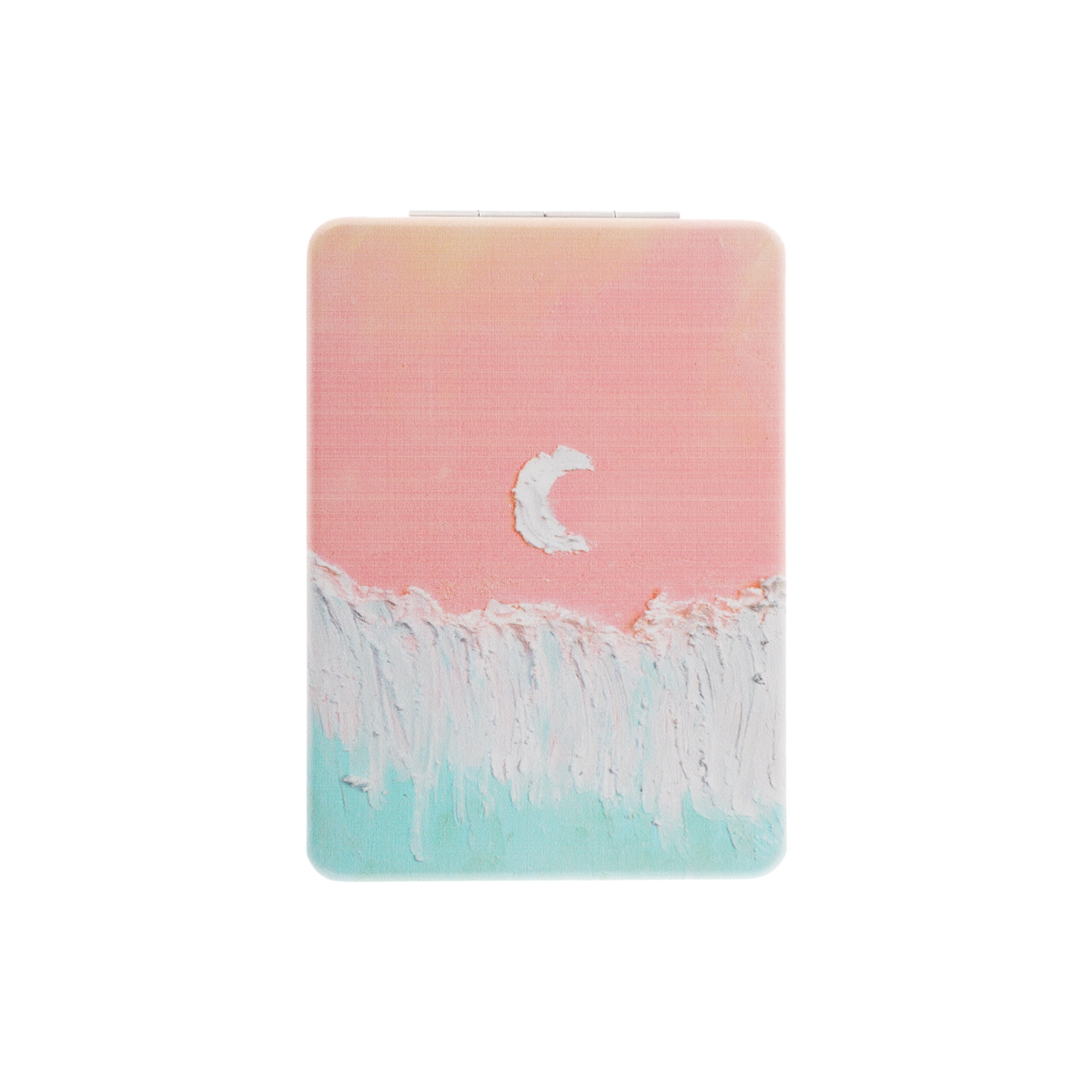 Unique Bargains 1 Pc Women Rectangular Hand-drawn Makeup Mirror for Travel Blue Pink