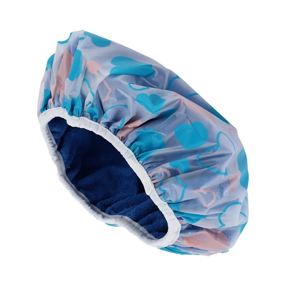Unique Bargains 1 Pc Women Reusable Shower Cap for Bathroom Business Travel Blue PEVA Microfiber