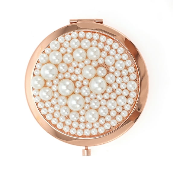 Unique Bargains 1 Pc Women Round Double-sided Makeup Mirror Rose Gold Tone