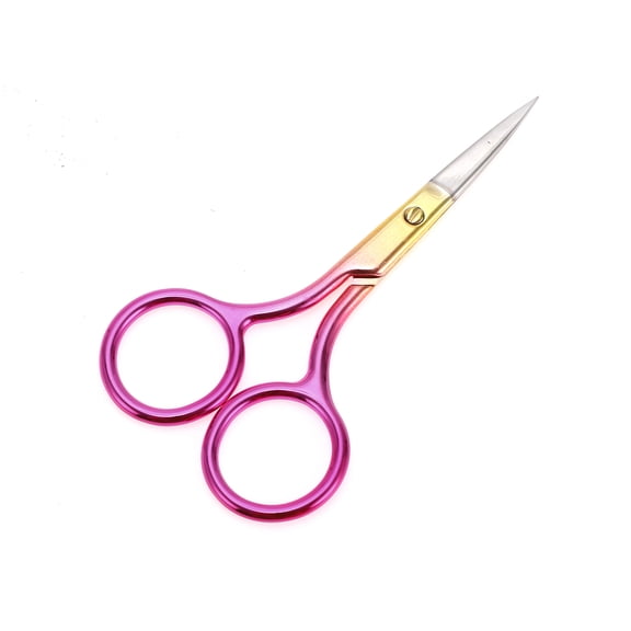 Unique Bargains 1 Pc Women Sharped Edged Scissors Facial Hair Scissors For Bedroom Stainless Steel Gold Tone Pink