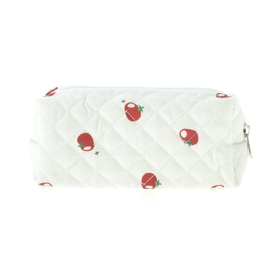 Unique Bargains 1 Pc Women Small Persimmon Makeup Bag for Travel Vacation White Polyester