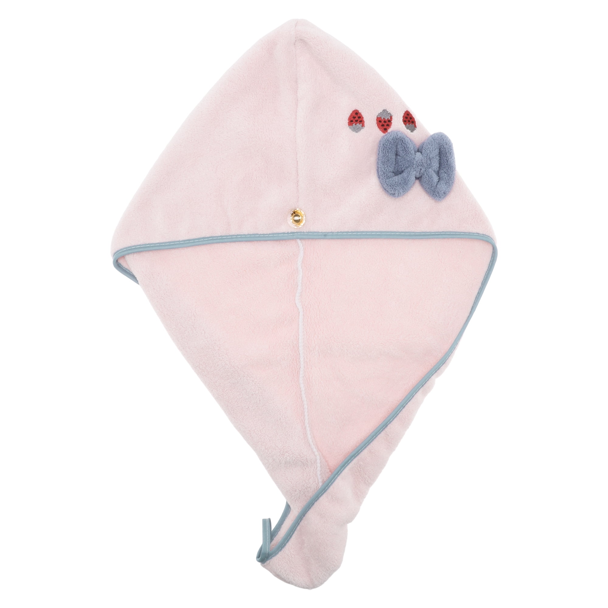 Unique Bargains 1 Pc Women Soft Strawberry Bow Hair Towel Travel Pink