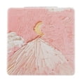 thumbnail image 1 of Unique Bargains 1 Pc Women Square Hand-drawn Makeup Mirror for Travel Vacation Pink Metal PU Glass, 1 of 3