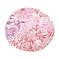 thumbnail image 1 of Unique Bargains 1 Pc Women Waterproof Stripe Shower Cap for Bathroom Vacation Hotel Travel Pink Satin EVA, 1 of 2