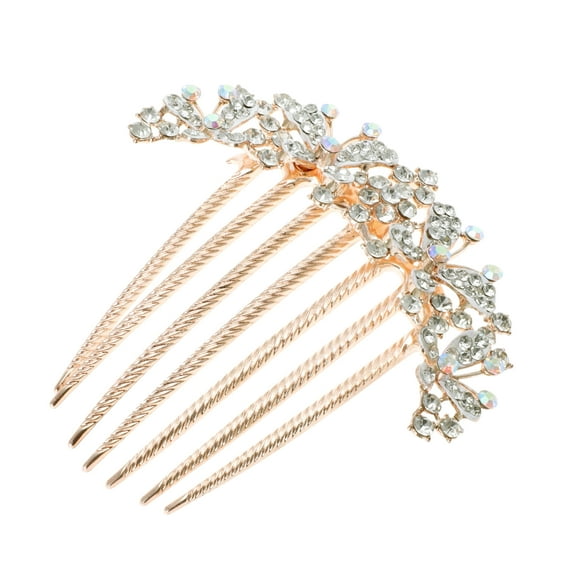 Unique Bargains 1 Pc Women's Butterfly Rhinestones Side Comb for Parties White Alloy