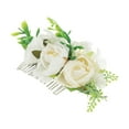 thumbnail image 1 of Unique Bargains 1 Pc Women's Convenient Simulated Flowers Side Comb for Parties Beige Polyester Fabric Iron, 1 of 4