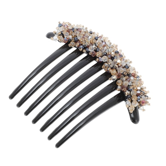 Unique Bargains 1 Pc Women's Crystal Bud Side Comb for Parties Blue Colorful Plastic