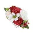 thumbnail image 1 of Unique Bargains 1 Pc Women's Flexible Simulated Flowers Side Comb for Parties Red Polyester Fabric Iron, 1 of 4
