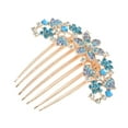thumbnail image 1 of Unique Bargains 1 Pc Women's Floral Rhinestones Side Comb for Parties Blue Alloy, 1 of 4