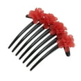 thumbnail image 1 of Unique Bargains 1 Pc Women's Frosted Hydrangeas Side Comb for Parties Red Plastic, 1 of 4