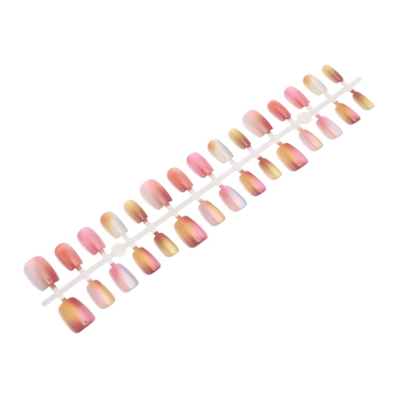 Unique Bargains 1 Pc Women's Full Coverage Fake Nails Plating XS Brown Red