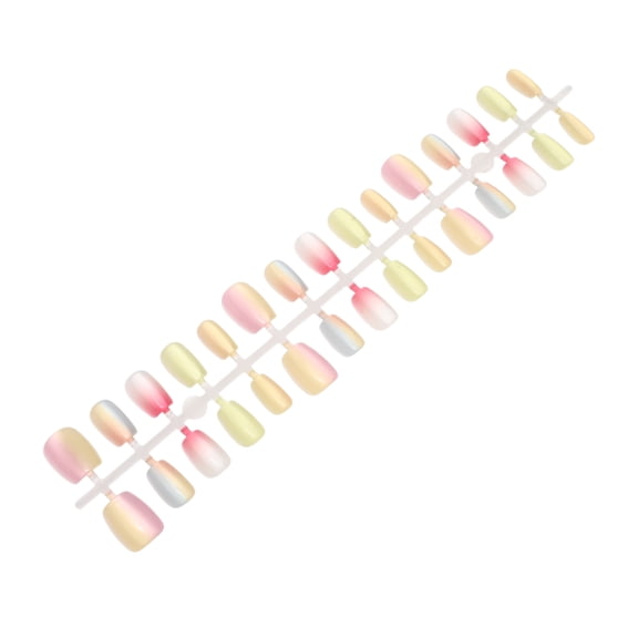 Unique Bargains 1 Pc Women's Full Coverage Fake Nails Plating XS Purple Green