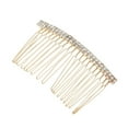 thumbnail image 1 of Unique Bargains 1 Pc Women's Long Double Rhinestones Side Comb for Parties Gold Tone Alloy, 1 of 4