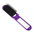thumbnail image 1 of Unique Bargains 1 Pc Women's Portable Foldable Mirror Comb Travel for Curly Straight Dry Hair Purple, 1 of 6