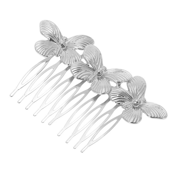 Unique Bargains 1 Pc Women's Vintage Butterfly Side Comb for Parties Silver Tone Alloy