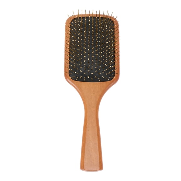 Unique Bargains 1 Pc Wood Airbag Hair Comb Reddish Brown, Black, Gold Tone 10.04"x3.35"