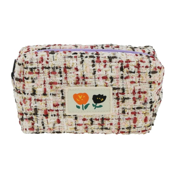 Unique Bargains 1 Pc Woolen Knitted Styles Drawstring Makeup Bag for Vacation Purple Woolen Cloth