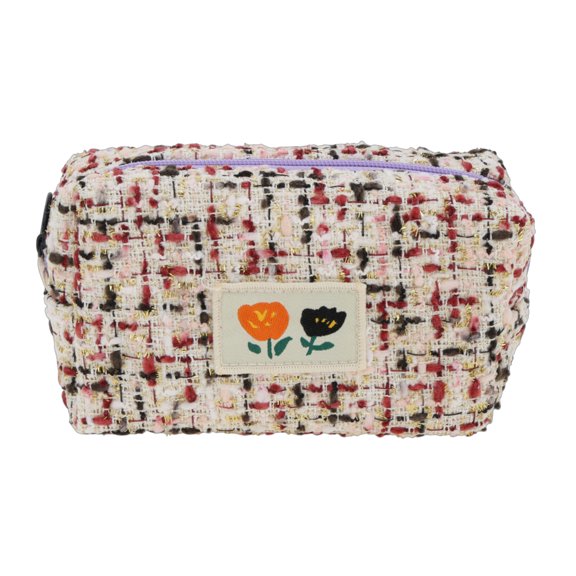 Unique Bargains 1 Pc Woolen Knitted Styles Drawstring Makeup Bag for Vacation Purple Woolen Cloth