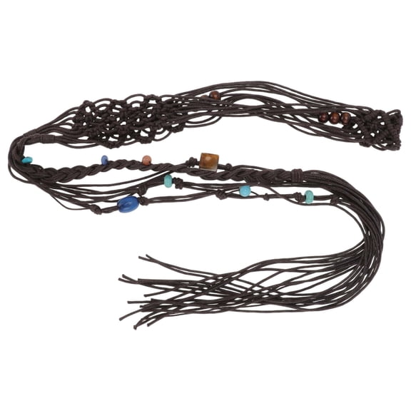 Unique Bargains Coffee Color Adjustable Rope Belt in Multi-Color Retro Series for Women