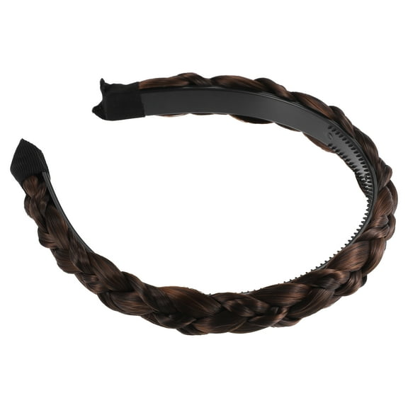 Unique Bargains 1 Pcs 0.98 Inch Wide Synthetic Hair Braided Headband Hair Hoop for Women and Girl Light Brown