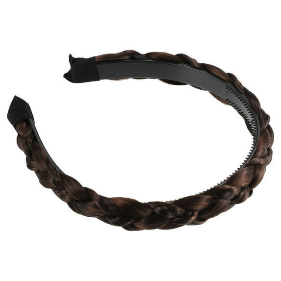 Unique Bargains 1 Pcs 0.98 Inch Wide Synthetic Hair Braided Headband Hair Hoop for Women and Girl Light Brown