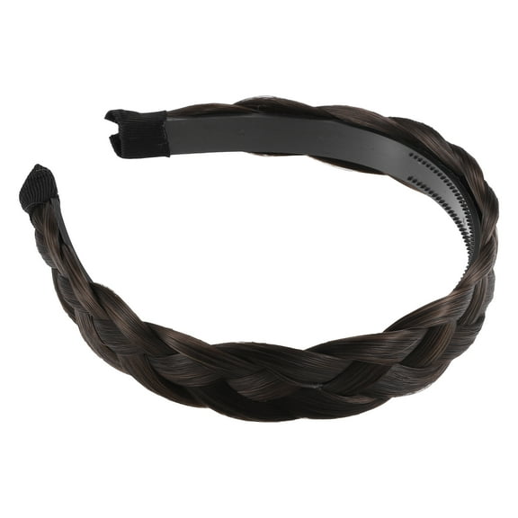 Unique Bargains 1 Pcs 1.1 Inch Wide Synthetic Hair Braided Headband Hair Hoop for Women and Girl Deep Brown