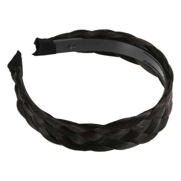 Unique Bargains 1 Pcs 1.18 Inch Wide Synthetic Hair Braided Headband Hair Hoop for Women and Girl Black Brown