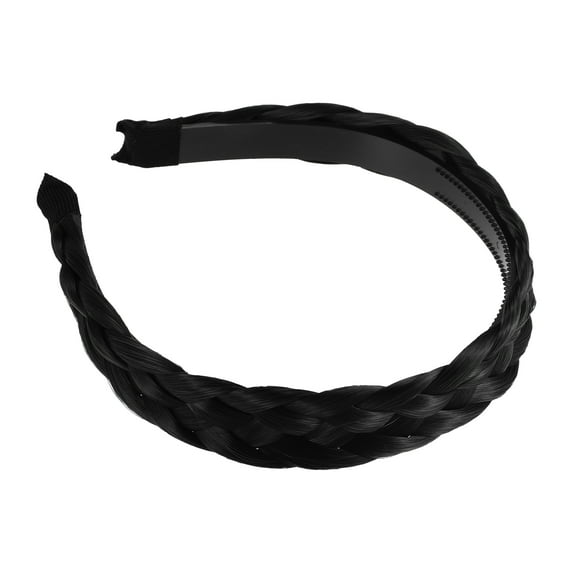 Unique Bargains 1 Pcs 1.18 Inch Wide Synthetic Hair Braided Headband Hair Hoop for Women Black