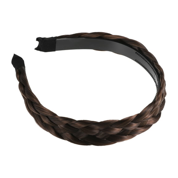 Unique Bargains 1 Pcs 1.18 Inch Wide Synthetic Hair Braided Headband Hair Hoop for Women and Girl Light Brown