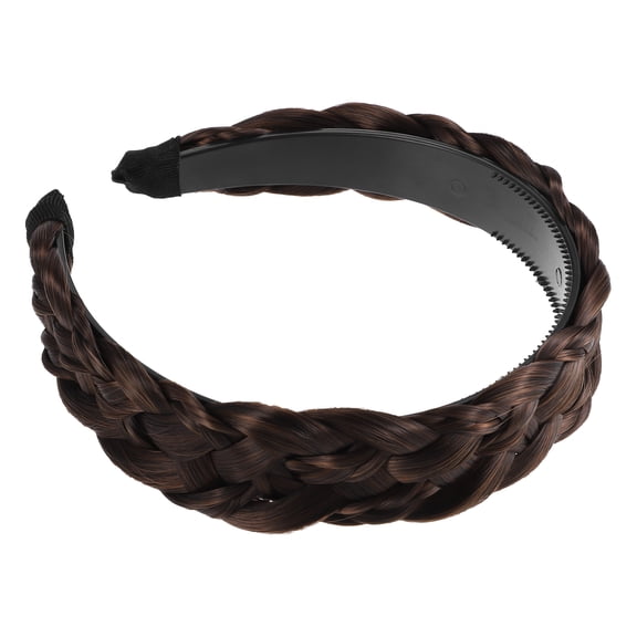 Unique Bargains 1 Pcs 1.5 Inch Wide Synthetic Hair Braided Headband Hair Hoop for Women and women Light Brown