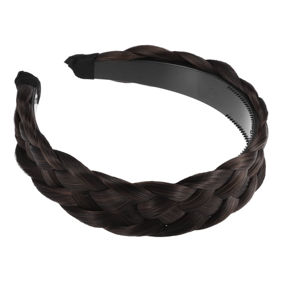 Unique Bargains 1 Pcs 1.61 Inch Wide Synthetic Hair Braided Headband Hair Hoop for Women and Girl Deep Brown