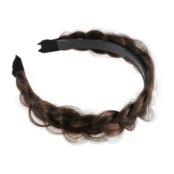 Unique Bargains 1 Pcs 1.89 Inch Wide Synthetic Hair Braided Headband Hair Hoop for Women and Girl Light Brown