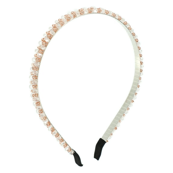 Unique Bargains 1 Pcs 2 Rows Rhinestone Headband Hairband for Women 0.31 Inch Wide White