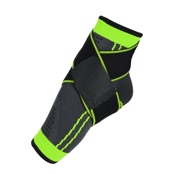 Unique Bargains 1 Pcs Ankle Support Braces with Strap Adjustable Breathable Ankle Wrap Brace for Sports Green Size L