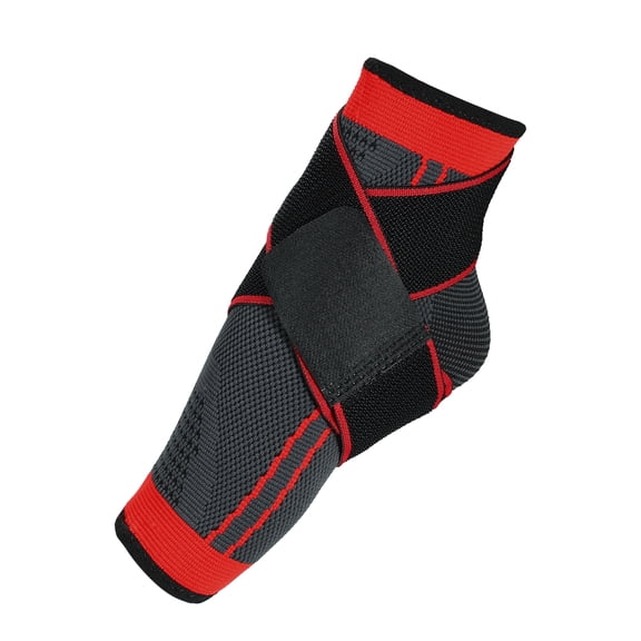 Unique Bargains 1 Pcs Ankle Support Braces with Strap Adjustable Breathable Ankle Wrap Brace for Sports Red Size M