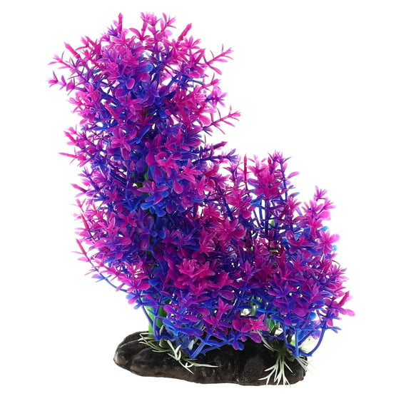 Unique Bargains 1 Pcs Aquarium Plants Tree Decorations Fish Tank Aquatic Plant Purple 6.3"