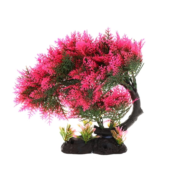 Unique Bargains 1 Pcs Aquarium Plants Tree Decorations Fish Tank Aquatic Plant Red 7.87"