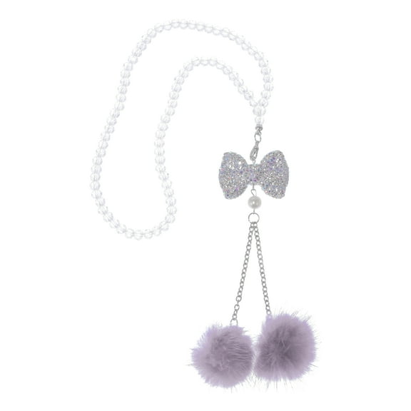 Unique Bargains 1 Pcs Artificial Crystal Bow,Mink Hair Car Rear View Mirror Pendant Accessories Car Hanging Ornament Light Purple