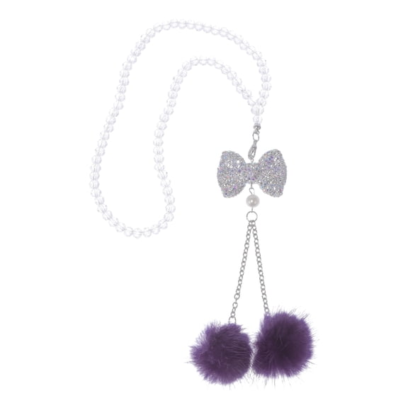 Unique Bargains 1 Pcs Artificial Crystal Bow,Mink Hair Car Rear View Mirror Pendant Accessories Car Hanging Ornament Purple