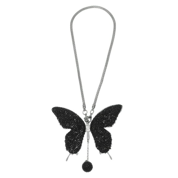 1 Pcs Artificial Crystal Butterfly Car Rear View Mirror Pendant Accessories Car Hanging Ornament Black