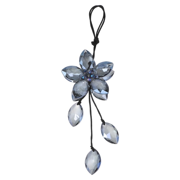 1 Pcs Artificial Crystal Tassel Flower Car Rear View Mirror Pendant Accessories Car Hanging Ornament Transparent Blue