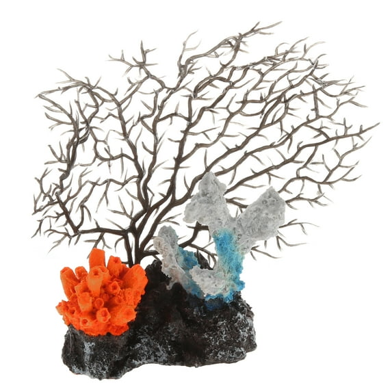 Unique Bargains 1 Pcs Colorful Coral Reef Decor Mini Faux Coral Decor for Aquarium Decorations Black 12.5x13cm