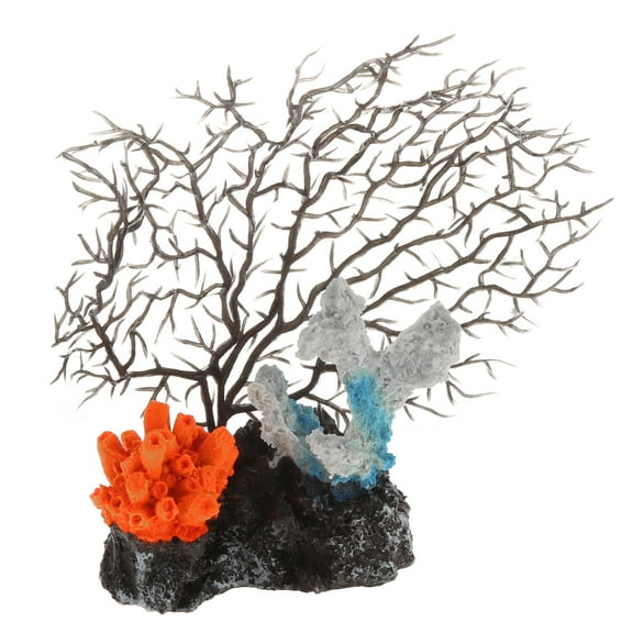 Unique Bargains 1 Pcs Colorful Coral Reef Decor Mini Faux Coral Decor for Aquarium Decorations Black 12.5x13cm