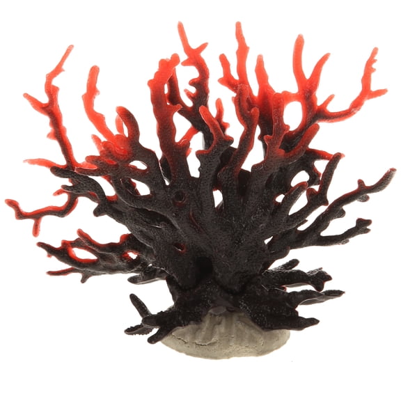 Unique Bargains 1 Pcs Colorful Coral Reef Decor Mini Faux Coral Decor for Aquarium Decorations Black Red 16.5x14.8cm