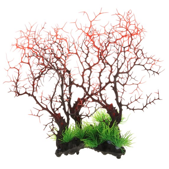 Unique Bargains 1 Pcs Colorful Coral Reef Decor Mini Faux Coral Decor for Aquarium Decorations Black Red 33.5x26.7cm