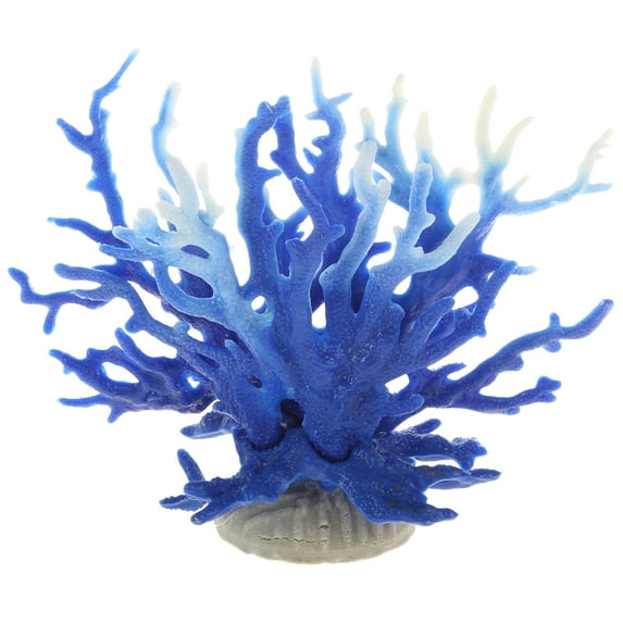 Unique Bargains 1 Pcs Colorful Coral Reef Decor Mini Faux Coral Decor for Aquarium Decorations Blue White 16.5x14.8cm