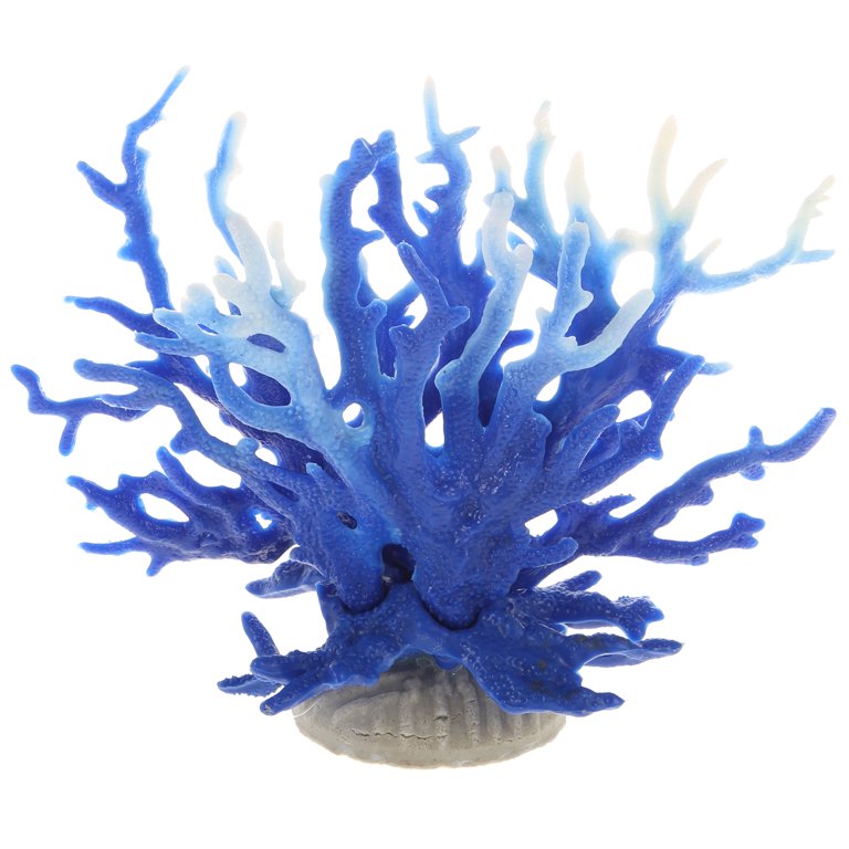 Unique Bargains 1 Pcs Colorful Coral Reef Decor Mini Faux Coral Decor for  Aquarium Decorations Blue White 16.5x14.8cm 