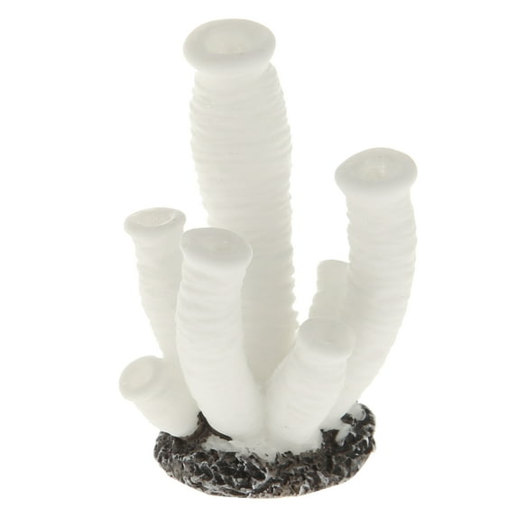 Unique Bargains 1 Pcs Colorful Coral Reef Decor Mini Faux Coral Decor for Aquarium Decorations White 3.3x4.5cm