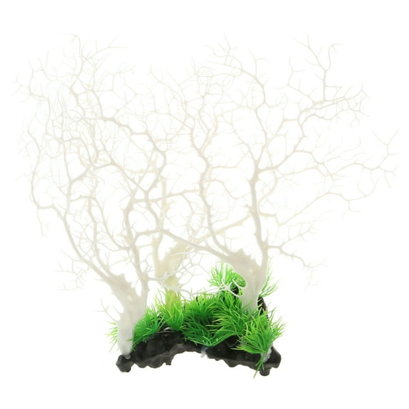 Unique Bargains 1 Pcs Colorful Coral Reef Decor Mini Faux Coral Decor for Aquarium Decorations White 33.5x26.7cm